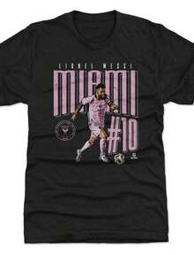 Mens 500 Level Lionel Messis Black Miami CF Dash Premium Tri-Blend T-Shirt - 黑色 - 查看 1