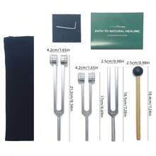 【疗愈音叉】专业疗愈音叉套装 128Hz、256Hz、512Hz 身体脉轮疗愈与DNA修复 瑜伽、灵气和冥想 脉轮平衡工具 能量疗愈和声浴放松 - 銀色 - 查看 11