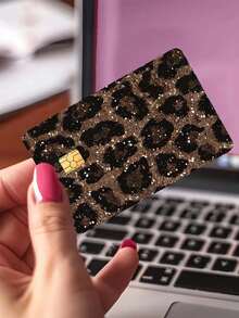 豹纹闪光卡贴，闪光卡套，迪拜奢华风，酷炫水晶哑光星空银色亮片纯色贴纸，适用于信用卡、借记卡、交通卡、门禁卡，防水、防刮、耐磨、防指纹、隐私保护功能，可用于装饰信用卡、银行卡、交通卡，男女皆宜，是送给丈夫、妻子、朋友的趣味礼物。 - 彩色 - 查看 7