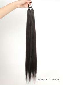 Extensión de cola de caballo sintética recta de 26 pulgadas de largo con banda elástica - Pieza de cabello versátil para mujeres - Multicolor - Ver 3