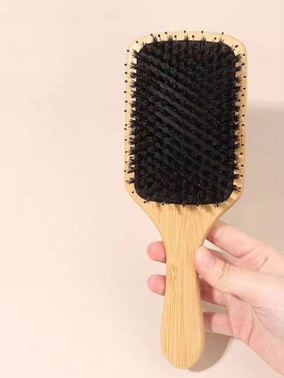 Hårborsteset med vildsvinsborst - Hårborste med naturliga borst för kvinnor, män och barn, oval bambupaddelborste, återställer glans och textur, förbättrar hårets hälsa. Hårkam i resestorlek för utredning ingår., Hårborste, Kam, Hårverktyg