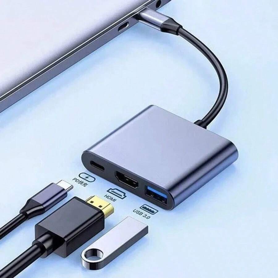 11 In 1 Usb Hub USB C To HDMI-Compatible Splitter HUB Type-C To HDMI-Compatible USB3.0 Docking Station For Macbook Air Converter - 3in1 Grey - View 1
