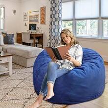 Puf tipo puf de 4 pies relleno de espuma viscoelástica cubierta de terciopelo extraíble puf gigante para adultos y adolescentes sofá redondo para sala de estar recámara y sala de - Azul marino - Ver 2