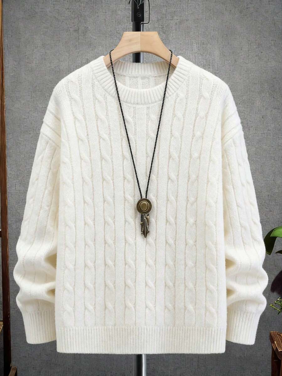 1pc Teen Boys Minimalist Vintage Soft Comfortable Versatile Pullover Knit Sweater, Spring/Autumn/Winter