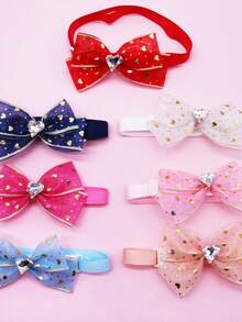 7件套多层网纱领结，经典心形元素，适合情人节和婚礼美容装饰配饰，精致、优雅、舒适，款式随机。 - 彩色 - 查看 8