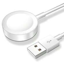 便携式磁吸式手表无线充电器，USB接口，兼容苹果S10/S9/S9/S8/S7/S6 Ultra/S5/S4/S3/S2/S6 SE系列，支持快速充电 - 白色 - 查看 7