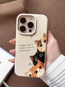 1pc Minimalist Personalized Letter Cat Pattern Milky White Liquid Big Hole Lens Anti-Drop Anti-Fingerprint Phone Case Compatible With IPhone 16/16Pro/16Plus/15/15ProMax/15Pro/11/12/13/14ProMax/11Pro/11ProMax/12Pro/12ProMax/13Pro/13ProMax/14Pro/14ProMax Soft Case, Elegant - Multicolor - View 2