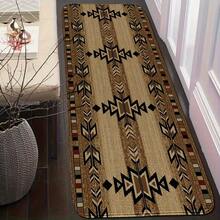 1 Piece Of Bohemian Geometric Pattern Kitchen Item - Made Of Soft, Absorbent, And Non-Slip Flannel Material, Featuring A Vibrant Design In Beige, Brown, And Black. It Is Washable And Serves As A Rectangular Kitchen And Dining Room Decoration, Perfect For Bohemian-Style Kitchen Floors, Rural Farmhouse Decor, Farmhouse Kitchens, Haystacks, And Other Rural Home Decorations - Black - View 9