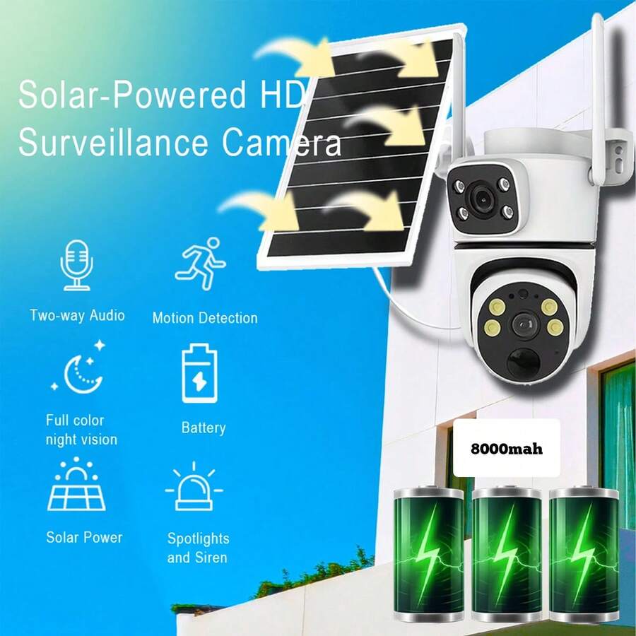 Dual Lens Solar IP Camera 4MP 2K Wireless Surveillance Camera WiFi For Smart Home Night Vision With People Detection CCTV - Multicolor - View 1