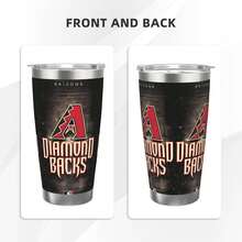 304 Stainless Steel Double Silver Edge Vacuum Insulated Drum 340g - Reusable Travel Cup With Stainless Steel Straw - This Is A Stainless Steel Water Cup About The Arizona Baseball Diamondbacks  Theme - Leak Proof, Sweat Proof, Can Maintain Hot And Cold Temperatures For Hours, Frees Of Bisphenol A, Suitable For Car Cup Holders, Very Suitable For Match Days, Sports Events, Commuting, Office Rest And Outdoor Activities, Durable Double Wall Structure Fashionable Fan Gift - Silver - View 2
