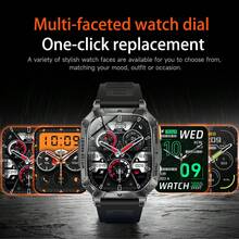 KENPANG 2026 New Men's Outdoor Sports Smart Watch 1400mAh Ultra Large Battery 2.01" HD AMOLED Full Touch Red Light Flashing SOS LED Flashlight 100+ Sports Modes Bluetooth Call Voice Assistant Fitness Tracker Compatible With IOS & Android - Multicolor - View 9