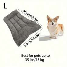 Autumn Winter Warm Plush Flannel Dog Bed Mat - Non-Slip Bottom Rectangle Pet Sleeping Pad, Universal Size For Small Medium And Large Dog Breeds, Ultra Soft Cozy Pet Bed Ideal For Golden Retrievers Labradors And Other Large Dogs, Essential Warm Pet Accessory For Indoor Use - 灰色50*90cm - 查看 4