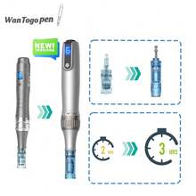 WanTogo Derrmapen Microneedling Derma Pen M8S With 12pcs Cartridge 0.25mm - 灰色 - 查看 5