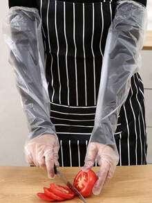 10/20/50pcs Household Cleaning Gloves: Elastic, Waterproof, Long Sleeve, Transparent. Ideal For Dishwashing, Cleaning, Laundry, All Seasons Available.,Kitchen,Bathroom,Home,Household Suppliers - Multicolor - View 14