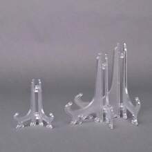 3pcs Foldable Clear Plastic Display Stands, Suitable For Plates, Tablets, Frames, Artworks, Wall Or Desk Decor, Exhibitions, Kitchen Counters, Office Desks, Retail Presentations, Wedding Decorations, For Adults, Collectors, Homeowners, Art Enthusiasts. Also Known As Clear Plastic Hanging Utensil Racks Or Dish Racks. - Clear - View 7