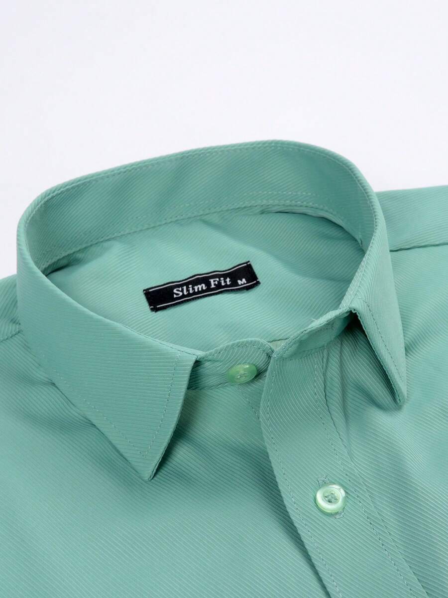 Men's Breathable, Non-Sticky Dress Shirt, Easy To Wash And Dry, Ideal For Work, Meetings, And Everyday Wear - Mint Green - View 1