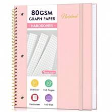 Graph Paper Notebook,1 Subject 80GSM Thick Grid Paper Notebook 8\ X 10-1/2\, Hardcover Spiral Notebooks For Schoolsss Work Women Men, Graphing Notebook Journal For Writing,3-Hole Punched Perforated Pink - 粉色 - 查看 1