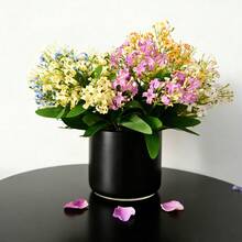 仿真百里香枝条、丁香、桂花、人造绿叶、人造绿茎、婚礼摄影道具、桂花插花、花园家居装饰、春季 - 彩色 - 查看 1