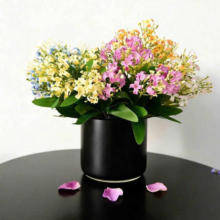 仿真百里香枝条、丁香、桂花、人造绿叶、人造绿茎、婚礼摄影道具、桂花插花、花园家居装饰、春季 - 彩色 - 查看 1