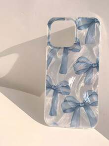 Bow-Knot 1pc Minimalist Blue Soft Bow Tie Fresh Pattern Waterproof Anti-Fingerprint Anti-Scratch Transparent IMD Smooth Soft Glossy Phone Case, Suitable For Confession, Friends, Family, Couples, Birthday, Holiday Gifts, Compatible With IPhone 17/17 PLUS/17 PRO/17 PRO MAX - Multicolor - View 4