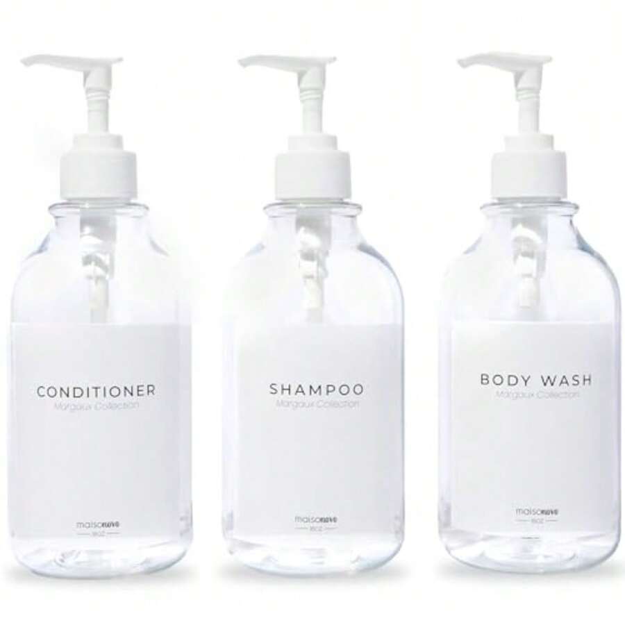 CYPNMaisoNovo Botellas Rellenables para Champú y Acondicionador Set de 3 Botellas de Plástico Transparente Bombas BlancasFashion - 227365227 - Ver 1