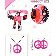 70s Retro Hippie Jewelry Set, Includes Necklace And Earrings, Vintage Style, Suitable For Girls And Women (Pattern Placement Random) (Glasses Not Included). Highly Personalized Sexy Style, Holiday Attire, Holiday Gift, Outdoor Wear, Party Outfit, Elegant Attire, Floral Pattern, Mature Women's Clothing, Halloween Party Costume. - Multicolor - View 11