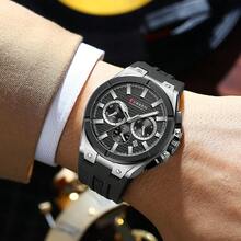 Men's Luxury Sports Quartz Chronograph Waterproof Silicone Strap Luminous Auto Date Wrist Watch - Multicolor - View 6
