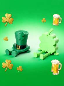 1pc, 3D Printed St. Patrick's Hat, Clover, Desktop Ornament, Ornament, Suitable For St. Patrick's Day, New Year Gift, Friend Gift, Statue Ornament - Multicolor - View 3