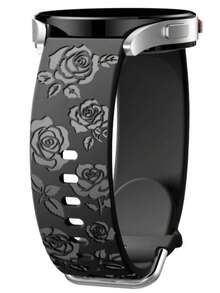 Glossy Floral Engraved Bands Compatible With Galaxy Watch 7 6 5 4 40mm 44mm/5 Pro/6 Classic 47mm/ Watch 4 Classic/Active 2, 20mm Soft Cute Silicone Sport Strap Compatible With Samsung Watch Bands Women - Watch 4/5/6/7-20mm - View 18