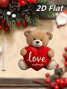 【定制款】情人节泰迪熊爱心钥匙扣吊坠，汽车装饰，家居装饰 - 情人节、周年纪念礼物 - 无需电源，浪漫设计，外观可爱，派对装饰，耐用钥匙圈，情侣礼物，亚克力材质，适合送给女友/妻子/丈夫/妈妈 - 可爱的泰迪熊挂件 - 彩色 - 查看 3