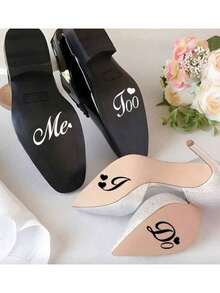 2pcs "I Do/Me Too" Wedding Decoration Stickers, Wedding Party Shoe Stickers, Suitable For Bride And Groom, Waterproof And Removable, For "I Do/Me Too" Wedding Decor Design - Multicolor - View 4