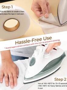 2/1 Rolls Hemming Tape Fabric Adhesive Hem Iron On No-Sew Hemming Tape For Pants Each 2362.205 Inch (White) - White - View 5