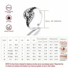 S925纯银圆形立方氧化锆镶嵌时尚戒指，女士款 - 銀色 - 查看 6