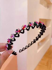 4 pezzi Elegante fascia per capelli/cerchietto decorato con fiori in strass antiscivolo, adatto per ragazze - Accessori per capelli decorativi floreali - Adatto per uso quotidiano, feste e occasioni speciali - Multicolore - Visualizzare 9