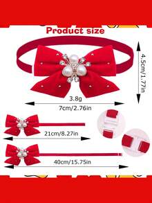 2pcs Plush Bow Tie, Suitable For Decoration Of Small And Medium-Sized Dogs And Cats. Adjustable Bow Tie Collar, Perfect For Winter And Pet Clothing Accessory Decoration - Multicolor - View 2