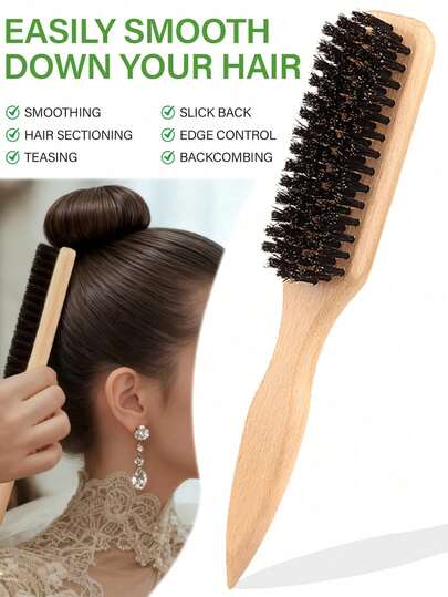 1 Piece Unisex Hair Comb And Beard Brush, Fragrance-Free Professional Hairstyling Brush, Gradient And Clipper Cleaning Comb, Slick Back Smoothing Tool, Thick/Thin Hair Comb, Great For National Day, Bathroom, Scalp Massage, Back To School, Travel Vacation And Daily Life, A Perfect Holiday Gift For Family And Friends