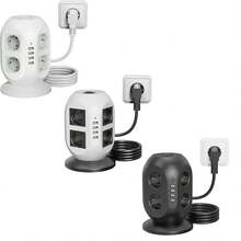 8-Way USB Power Strip With 8 USB Ports And Surge Protection, 2-Meter Long Power Strip With Double Switches For Home/Office - Phích cắm loại F của EU (220-240V) - Xem 7