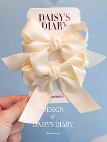 2个缎面蝴蝶结发夹，时尚甜美百搭的女孩发饰 - 彩色 - 查看 5