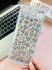 可爱熊猫主题，透明3D动物卡通防水贴纸，3D可爱手机壳DIY剪贴簿装饰贴纸，卡通风格，手机相册装饰贴纸。 - 彩色 - 查看 9