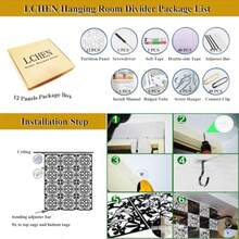 Lchen - Paneles divisores Colgantes de habitación 12 Paneles de visualización de PVC para decoración de la habitación del hogar Hotel y Bar negro01 - Negro01 - Ver 5