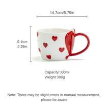 Hand-Painted Embossed Heart-Shaped Ceramic Mug Set, Cute Coffee Cup Pair, Couple Theme Drinkware, Couple Gift - Multicolor - View 2