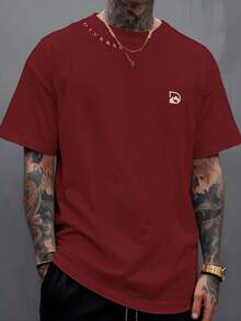 Manfinity Diverse T-Shirt With Collar, 100% Cotton Streetwear - 紅色 - 查看 1