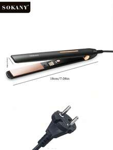 SOKANY1908 Hair Straightener, Multifunctional Electric Hair Straightening Iron For Home Use, Can Straighten And Curl Hair, Easy To Operate, Built-In Bangs Clip, Negative Ion Straightening Plates - Black - View 6