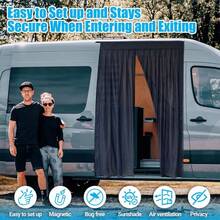 1pc Black Camper Magnetic Screen Door, Car Specific Anti-Mosquito Curtain, Magnetic Design Easy Open/Close, Prevent Mosquitoes, Fit For Camper Door, Car Anti-Mosquito Gadget, Breathable Non-Stuffy - 1pc Magnetic Curtain - View 9