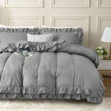 3-Piece Ruffle Frilled Duvet Cover Set – Comfortable Bedding Set With Pillowcases, Secure Button Closure, Elegant Layered Ruffle Design Quilt Cover For Bedroom And Guest Room - Beige - View 9