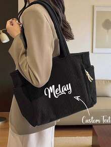 Customizable Personalized Name Women's Shoulder Tote Bag, 20256New Autumn/Winter Series Fashion Handbag Tote Bag, Large Capacity Lightweight Foldable Shoulder Bag, Classic Daily Fashion Shoulder Bag, Suitable For Commuting, Shopping, School, Vacation, Travel, As Birthday Gift, Holiday Gift For Mother, Sister, Friend, Girlfriend - Multicolor - View 1