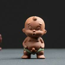 Figuras de cerámica creativas, niño orinando, adornos de mascota deé, rociador de agua, pequeño monje, accesorios de juego deé boutique, muebles - relajado - Ver 8