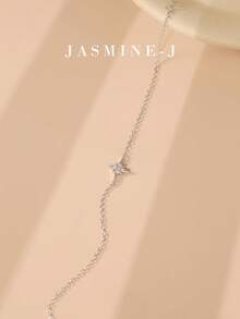 这款S925纯银八角星链手链，镶嵌锆石，简约优雅，尽显高端气质，适合女性日常佩戴。它将是送给她的完美礼物。 - 彩色 - 查看 5