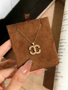 MTOW 优雅法式字母吊坠项链，奢华时尚精致女士吊坠项链 - 金色 - 查看 5