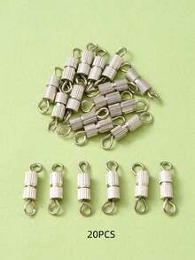 20pcs Iron Screw Clasp Double Connector Findings, Suitable For DIY Bracelet & Necklace Making - Gold Screw Ring - View 6